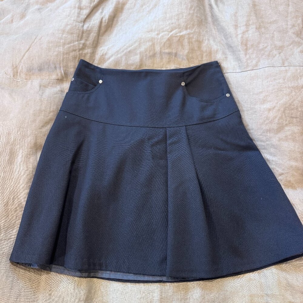 Brunello Cucinelli midnight navy Wool Mini Skirt IT 44 US 8